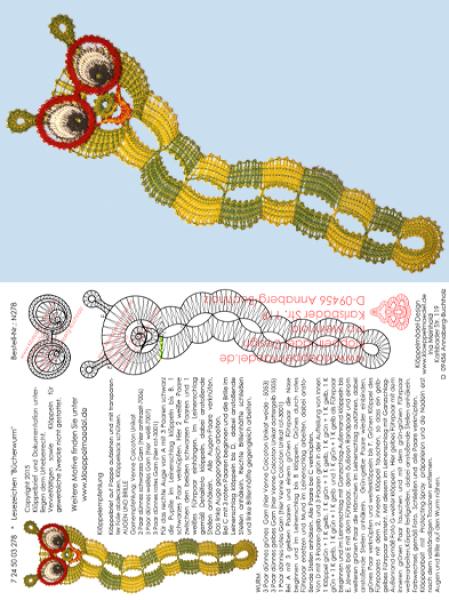 278 Klöppelbrief Lesezeichen „Bücherwurm“